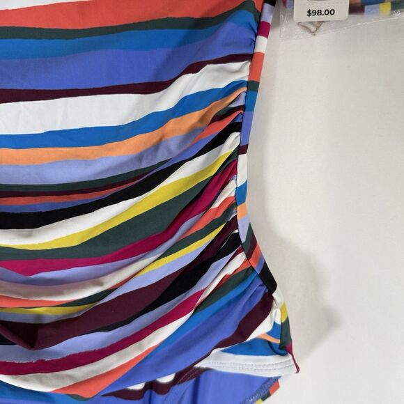 New Anne Cole One Piece Swimsuit Women's 6 Rainbow Striped Pull On Padded - Picture 7 of 10